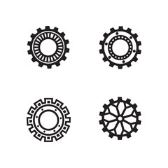gear icons, black and white illustrations