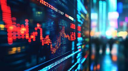 Investment Background, Recession Global Market, Crisis, Inflation, Deflation, Digital Data Financial Investment and Trading Trends, Financial Diagram with Graph Stock Numbers, 3d rendering