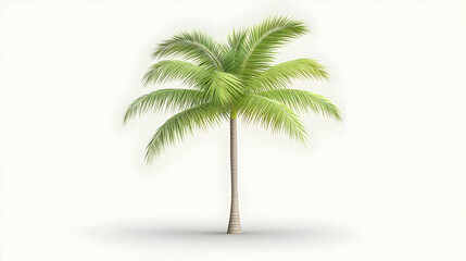 Obraz premium Single palm tree against white background, ideal for travel brochures or websites