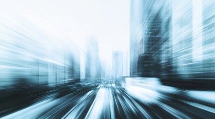 A fashionable urban cityscape featuring dynamic motion blur of cars and the sky, conveying the fast-paced, modern energy of metropolitan life. The sleek movement of vehicles combined with the stylish 