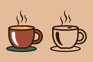 a set of cozy coffee cup vector illustrations, a cup of coffee