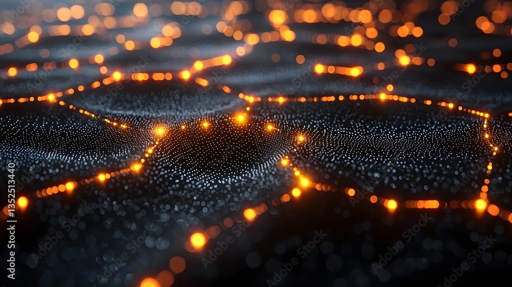 Poster glowing data visualization representing complex business analysis and decision making processes