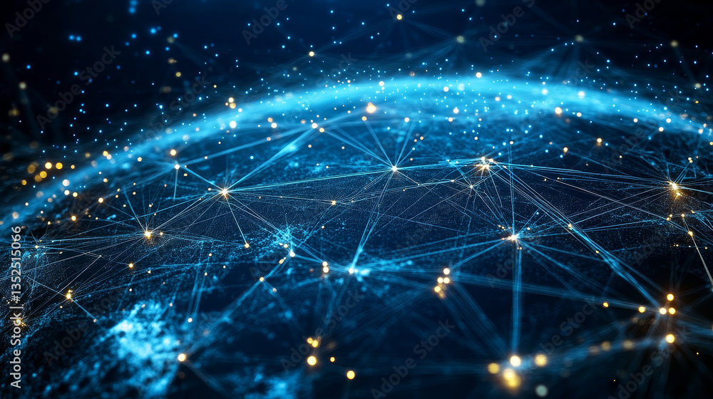 Poster technology digital big data connection, digital cyberspace, digital data network, and blockchain con