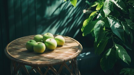 green apples on a table 
