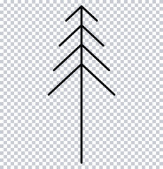 Pine Tree Line Icon – Simple Evergreen Tree Symbol on Transparent Background