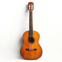 Obraz premium An acoustic guitar shot in the studio against a white background. --