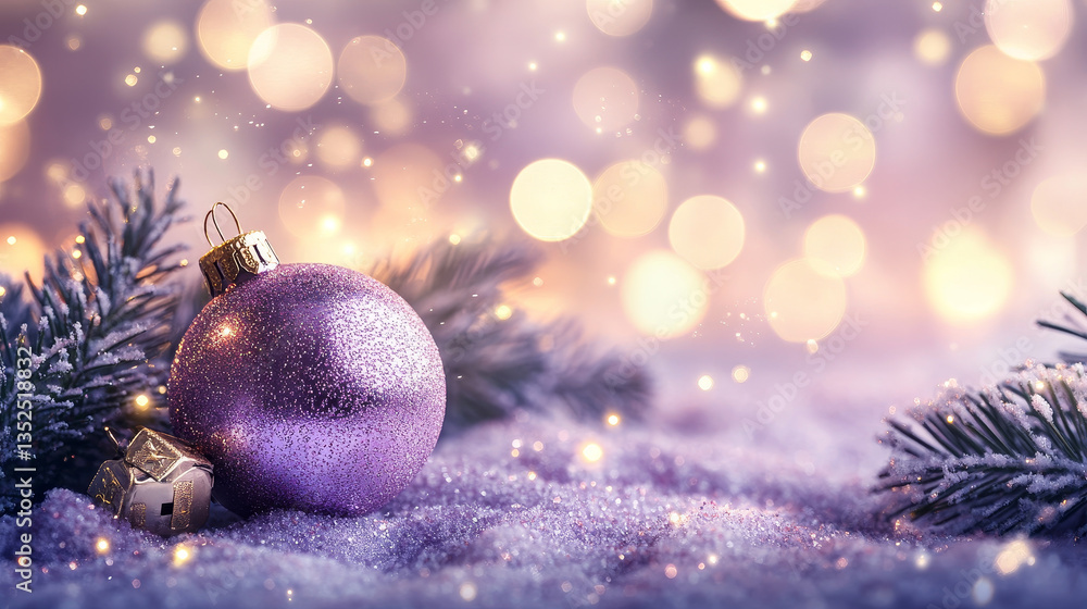 Poster light purple background with gentle gradient, abstract bokeh effects, and tiny sparkling particles.