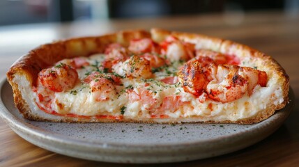 Close Up of Lobster Pizza on a Plate