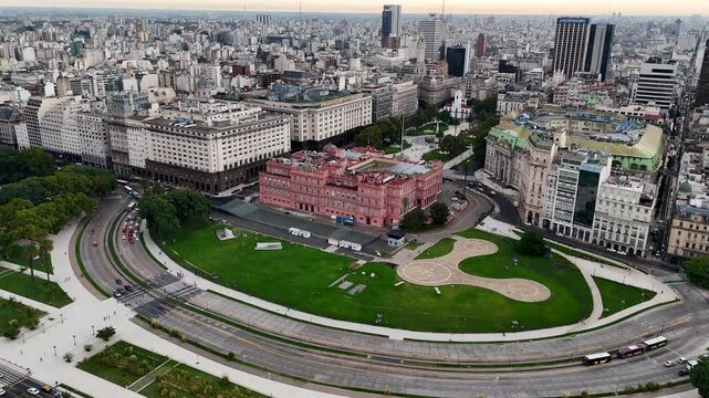 Vista a&eacute;rea de la Casa Rosada de d&iacute;a, Buenos Aires, Argentina. Palacio Presidencial. Pol&iacute;tica, poder ejecutorio, presidente, presidencial 