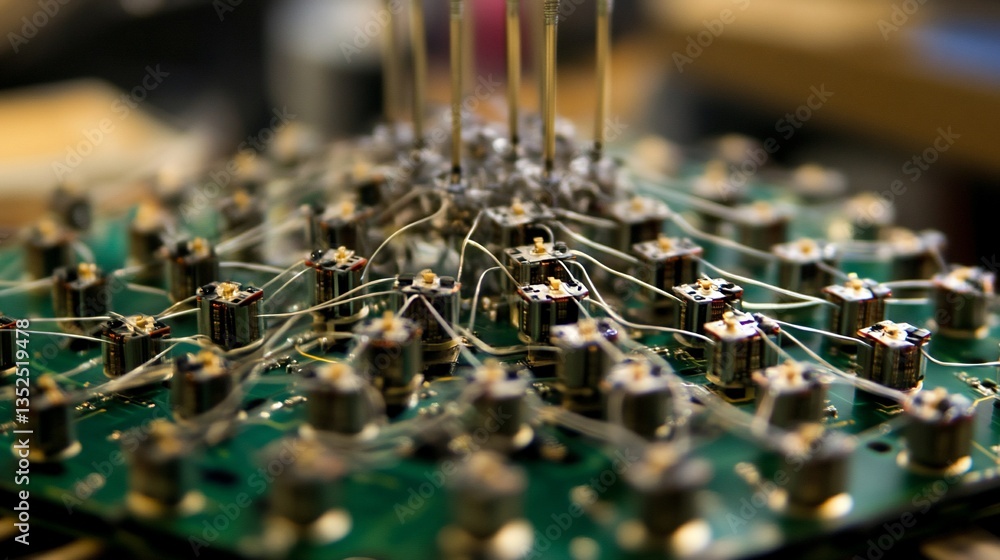 Poster intricate circuit board detail: a close-up view of complex electronics