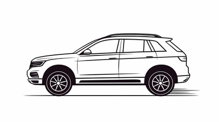 SUV car side profile illustration, motion blur background, design template