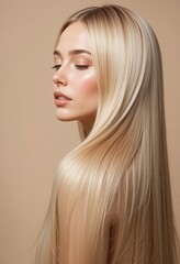 stunning blonde woman with long, flowing hair
