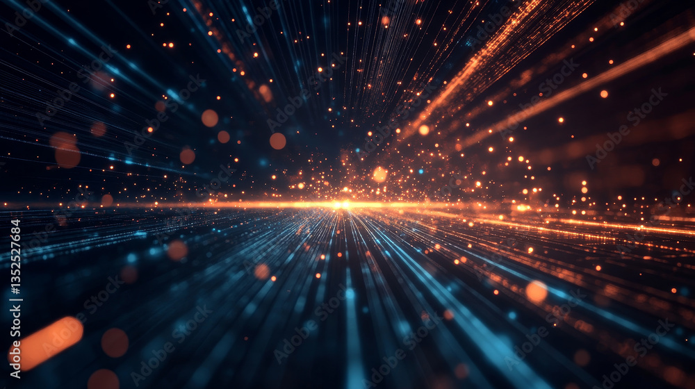 Poster abstract with lines from points and light. technology concept background