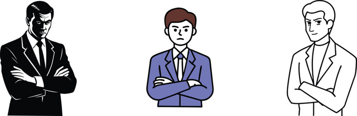 Three Businessmen Portraits Serious, Confident, Suit Styles