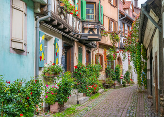 Fototapeta premium Eguisheim is a medieval village in France’s Alsace wine region, France