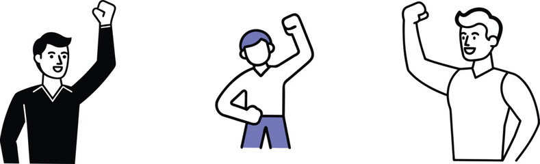 Three Men Celebrating Success, Triumph, Victory, Achievement, Celebration, Joy, Excitement, Uplifted