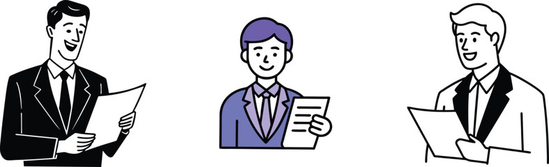 Businessmen Holding Documents Professional, Smiling, Formal, Suits, Papers