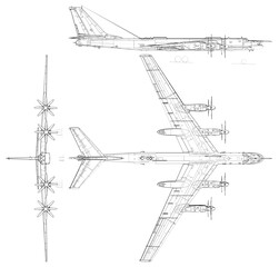 Tupolev_Tu-95MS_3-view Blank outline vector SVG Badge, DXF, CNC Router File, Laser Engraving, Cricut Ezcad, Digital Cutting File for laser cutting