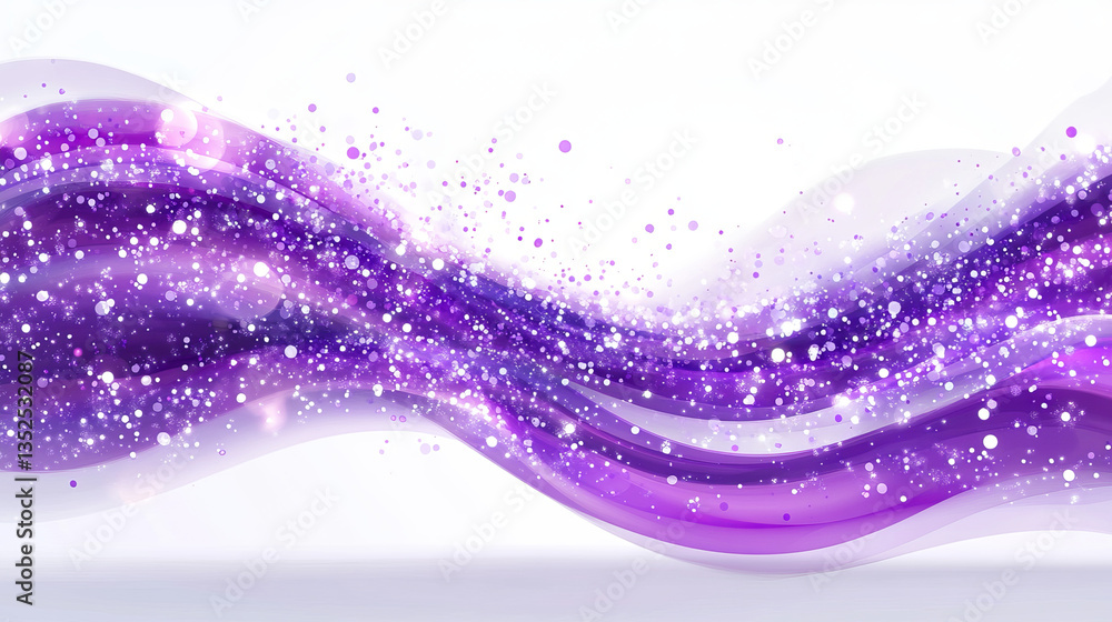 Aufkleber abstract purple color digital particles wave with bokeh and light background