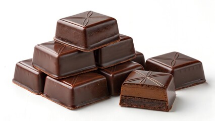 Obraz premium A chocolate squares on a white background