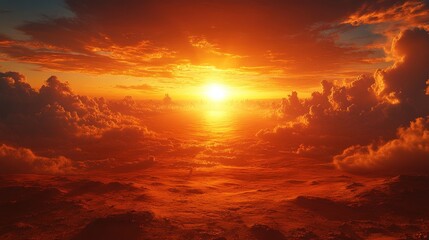 Fiery Sunset Above the Clouds: A Celestial Panorama