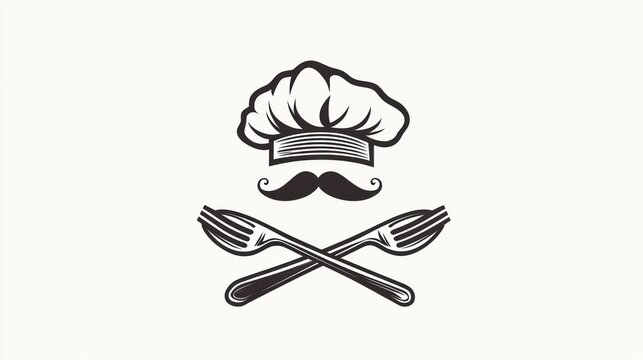 Chef Hat, Mustache, Forks Logo Design