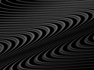 Abstract gradient gray geometric wave lines on black background. Shiny gray futuristic pattern. Futuristic technology concept, suitable for covers, posters, banners, flyers, websites, etc.