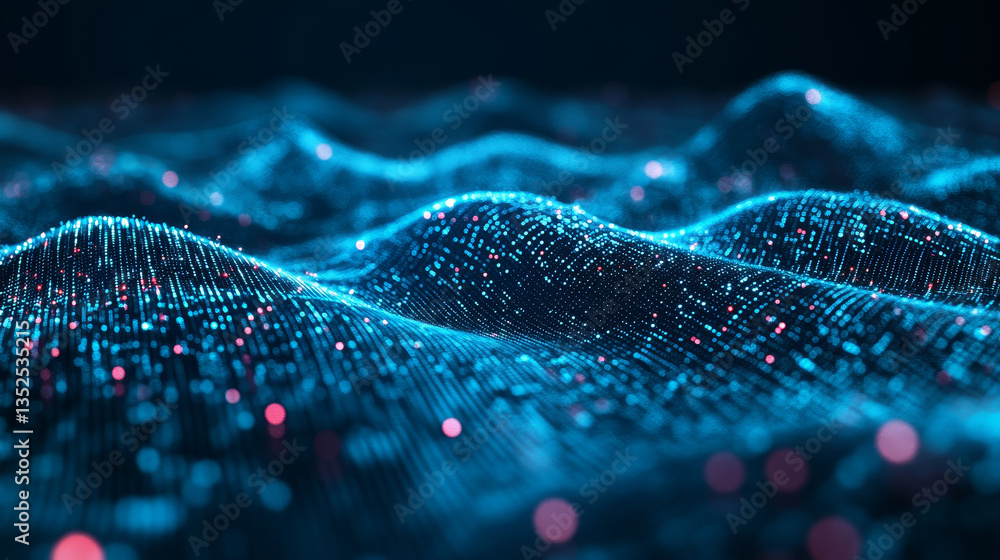 Poster beautiful abstract wave technology background.connection structure.big data visualization and busine