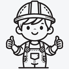 Engineer icon in line style. stock illustration