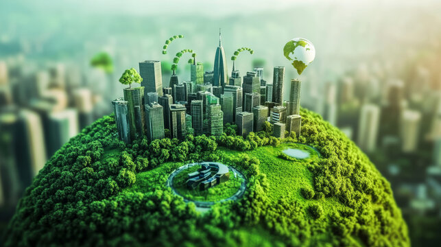 A futuristic concept of environmental technology, aligning with the sustainable development goals (SDGs) for a greener future