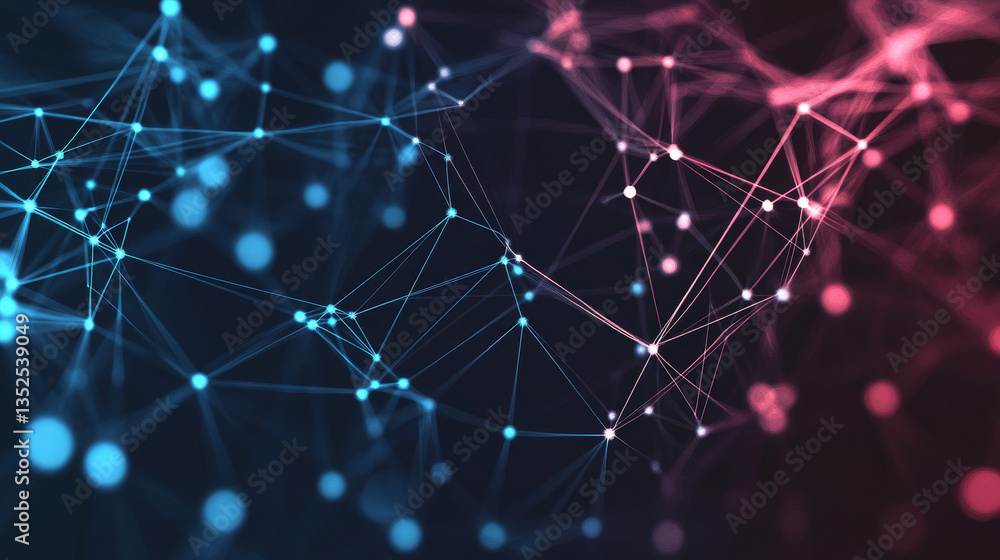 Poster polygon abstract background concept of dots and lines connected. with dark background and side space