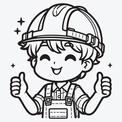 Engineer icon in line style. stock illustration
