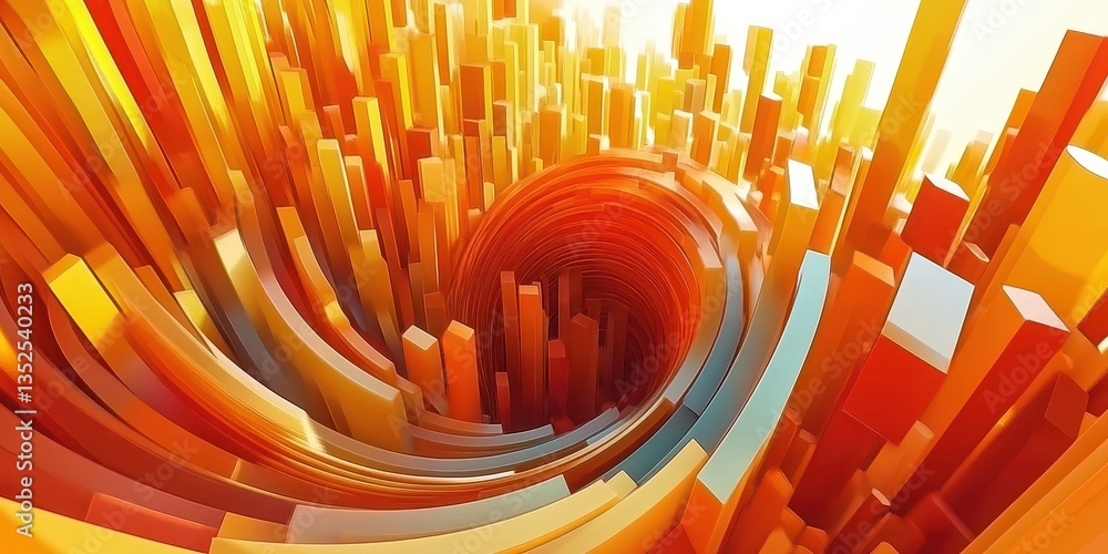 Wall mural an abstract swirling design made with colorful stacked blocks