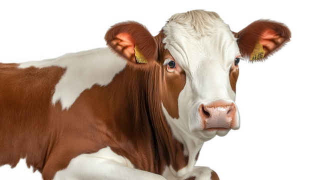 Close-up of a Red and White Calf