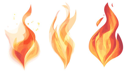 Dynamic modern illustration of vibrant flames in varying shapes and colors showcasing the beauty of fire in a contemporary style