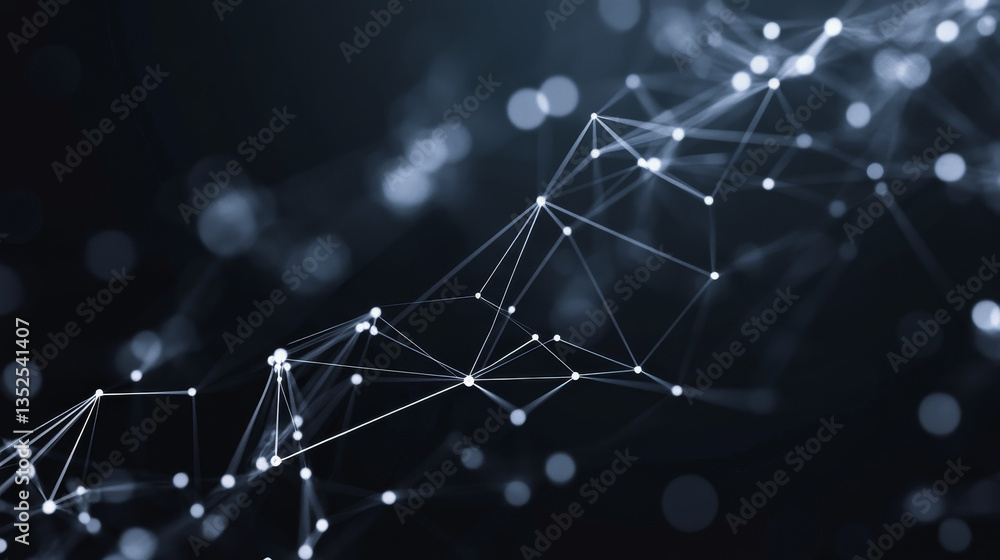 Poster polygon abstract background concept of dots and lines connected. with a dark background. internet ne