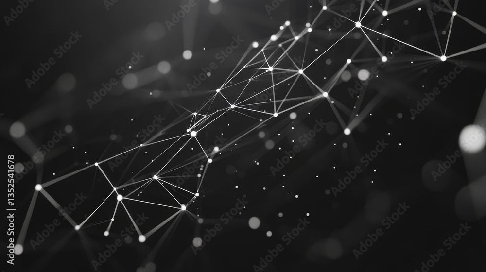 Poster polygon abstract background concept of dots and lines connected. with a dark background