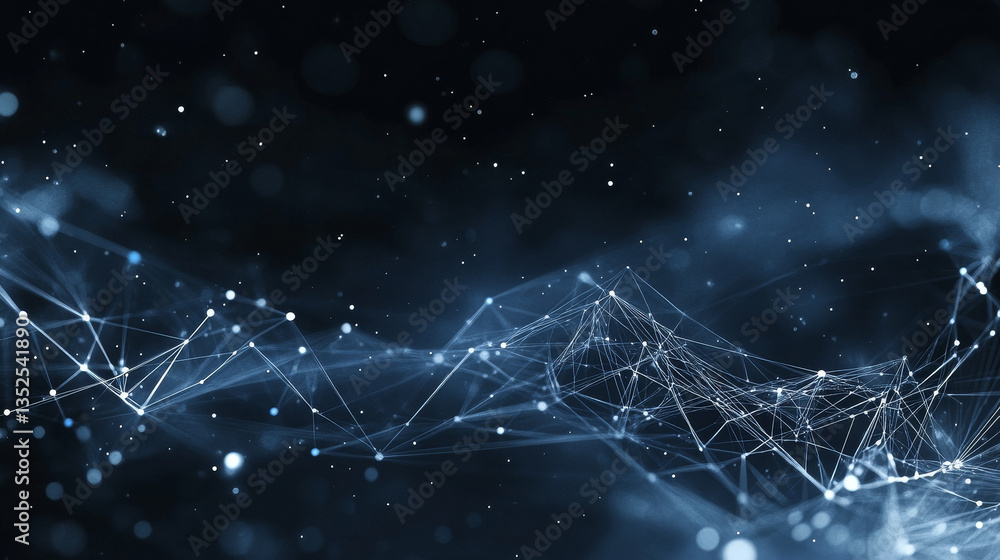 Poster polygon abstract background concept of dots and lines connected. with a dark background and empty sp