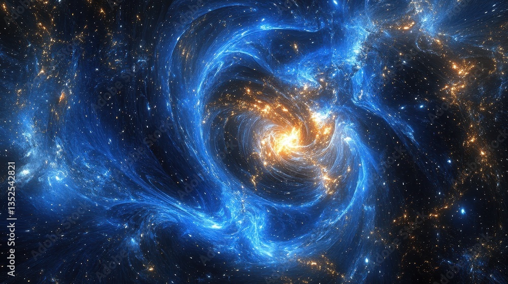 Canvas Prints a swirling spiral galaxy displays a dynamic interplay of colors in space