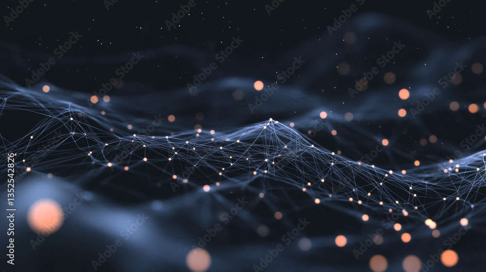 Poster polygon abstract background concept of dots and lines connected. with a dark background and empty sp