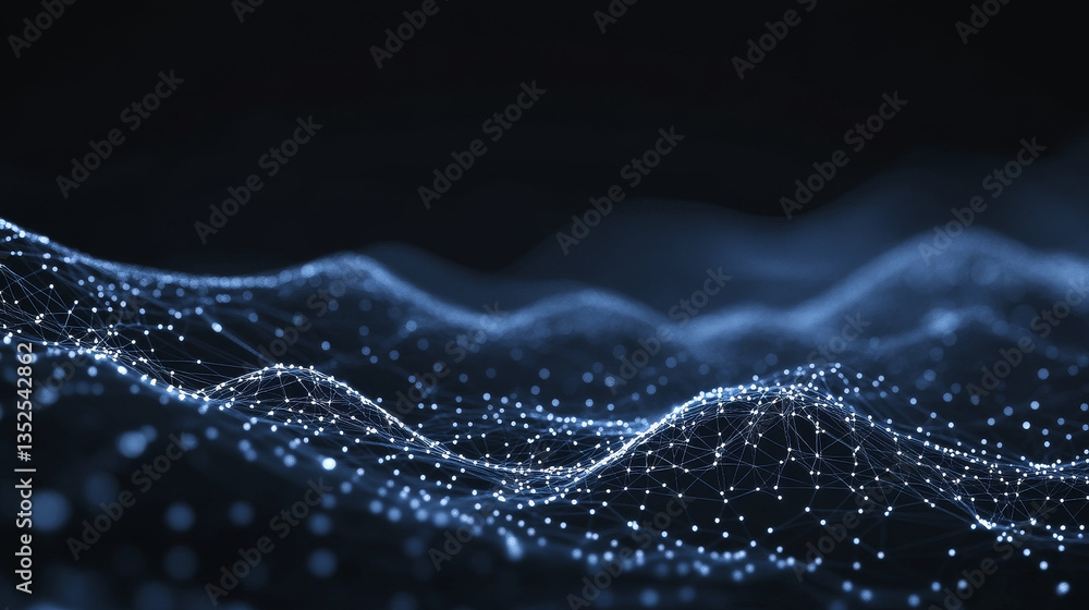 Poster polygon abstract background concept of dots and lines connected. with a dark background and empty sp