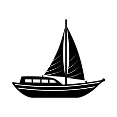 Trimaran Black Vector Outline Graphic

