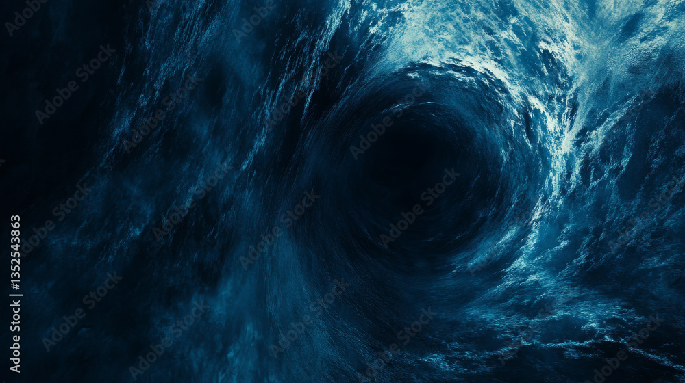 Poster abstract circular particle tunnel technology background concept on dark blue background digital pres