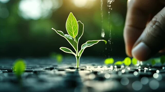 A time-lapse effect of a plant growing through puzzle pieces, showing the gradual yet inevitable integration of sustainability into business, technology, and society.
