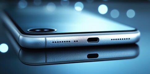 A detailed close up view of a modern mobile phone