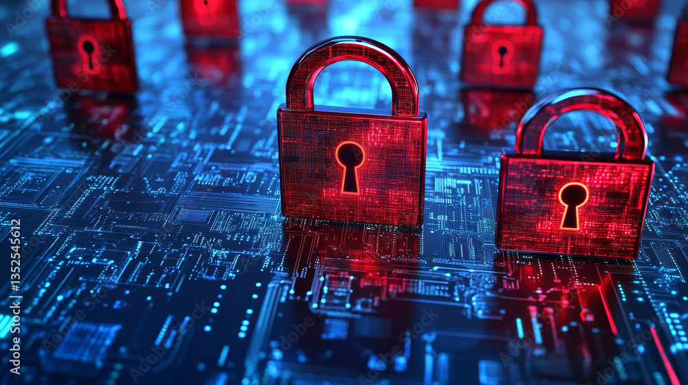 Poster hi-tech digital security and technology network data and communication concept background