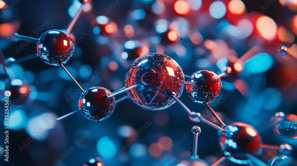 Poster data deep learning robotic, molecule of chemical, atom cell science, futuristic cyber network, syste