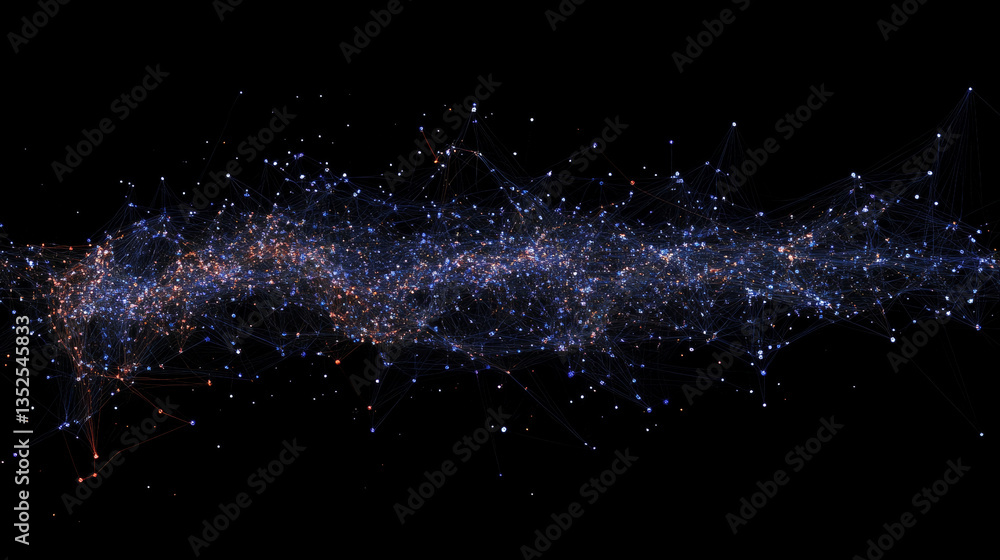 Poster abstract digital technology concept connected internet network polygons with lines dots dark blue ba