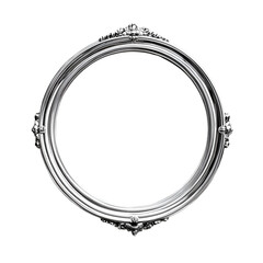 Obraz premium Elegant silver oval frame ornate design blank space