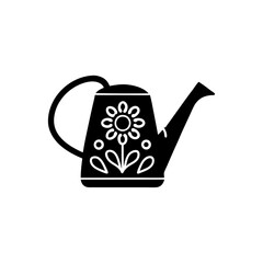 creative details Watering Can with Flowers Icon vector illustration 